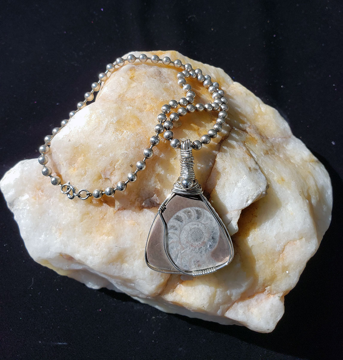 Sterling Silver Wrapped Ammonite Fossil by Tina Acciavatti